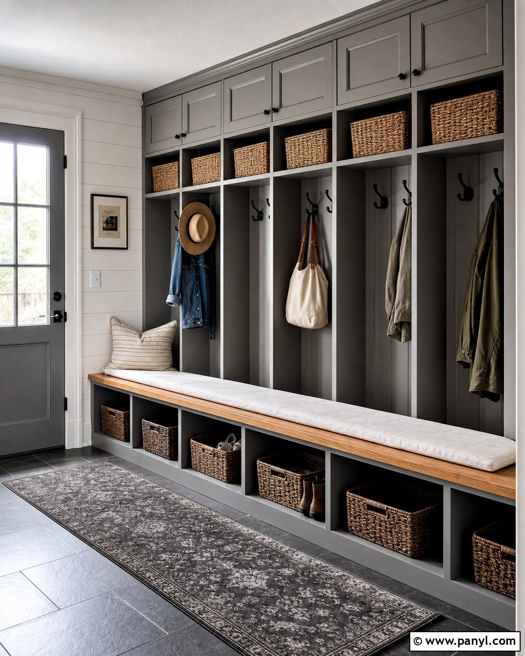 Grey Mudroom With Natural Textures - 20 grey interior design ideas
