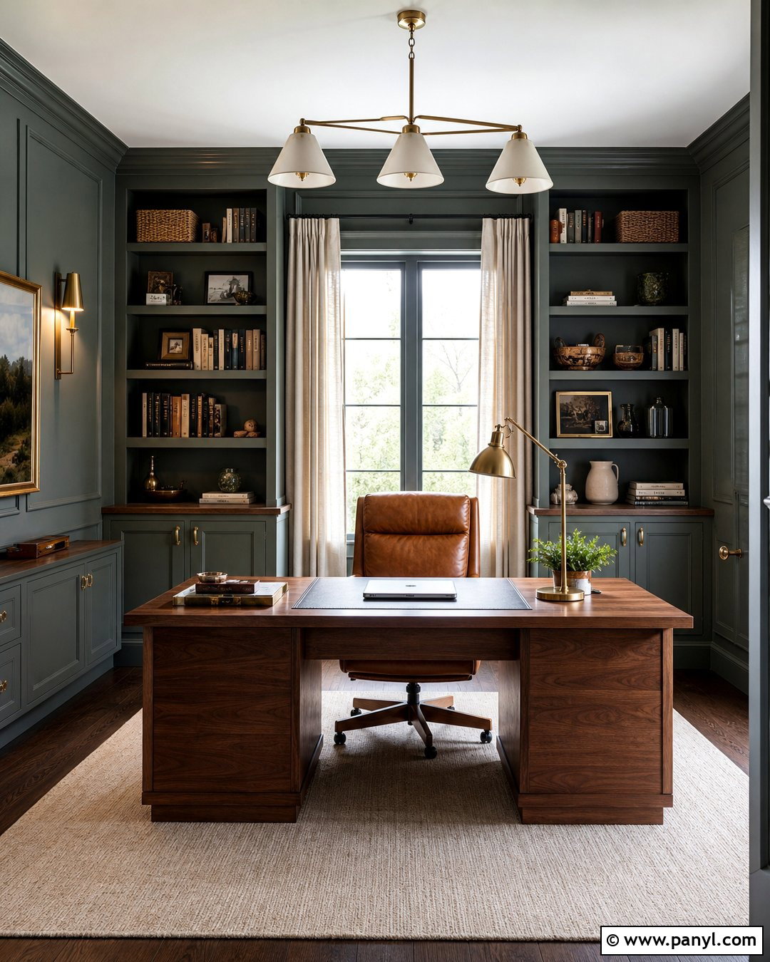 Grey Office With Built In Shelves - 50 grey wall ideas