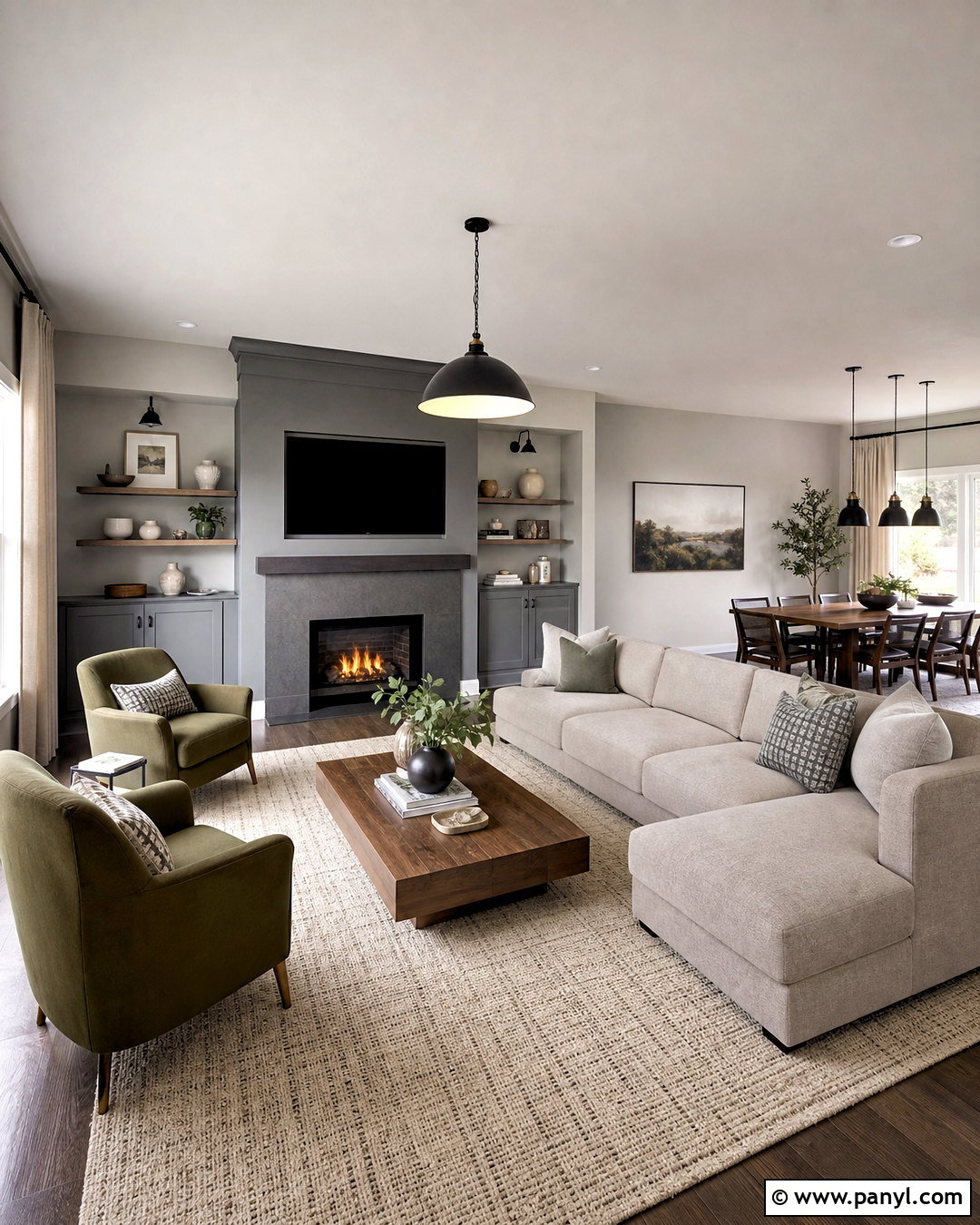 Grey Open Concept Living Room - 20 grey paint living room ideas