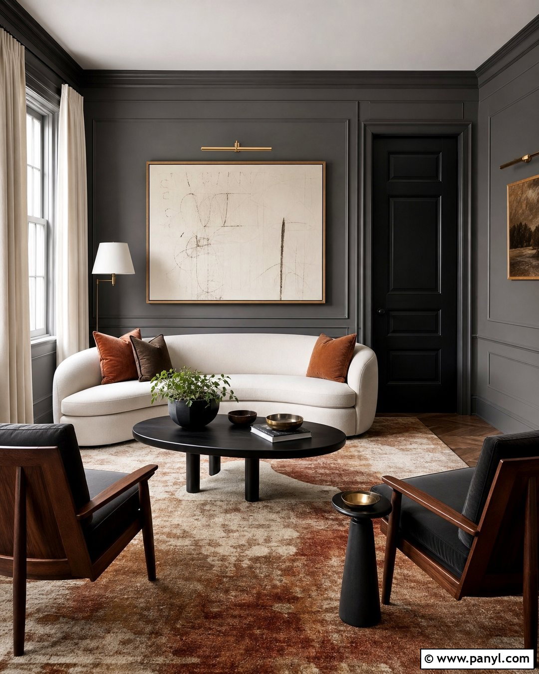 Grey Panelled Walls With Black Doors - 25 Grey Walls With Black Doors