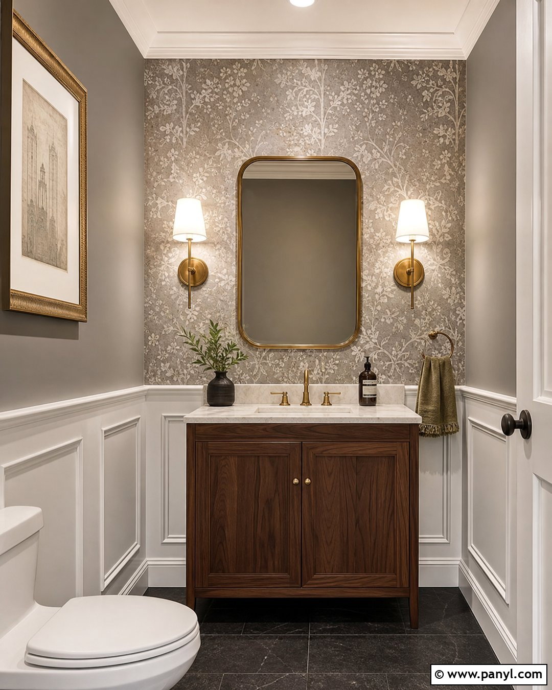 Grey Powder Room Wallpaper Accent Wall - 35 grey accent wall ideas