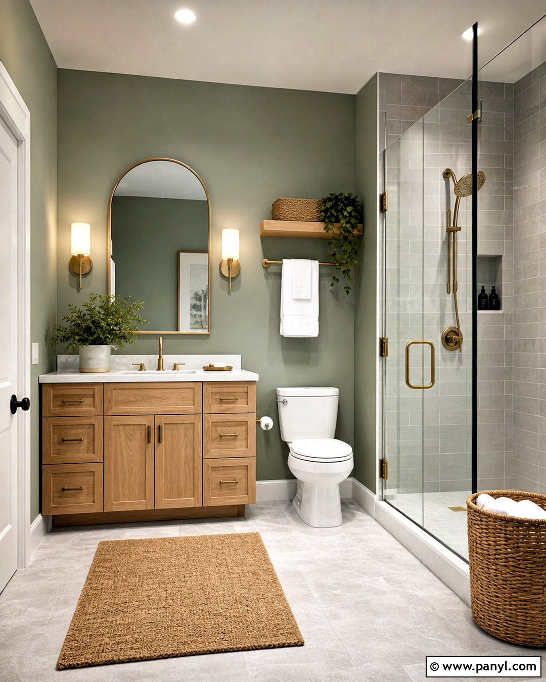 Grey Restroom With Sage Green - 20 grey restroom ideas
