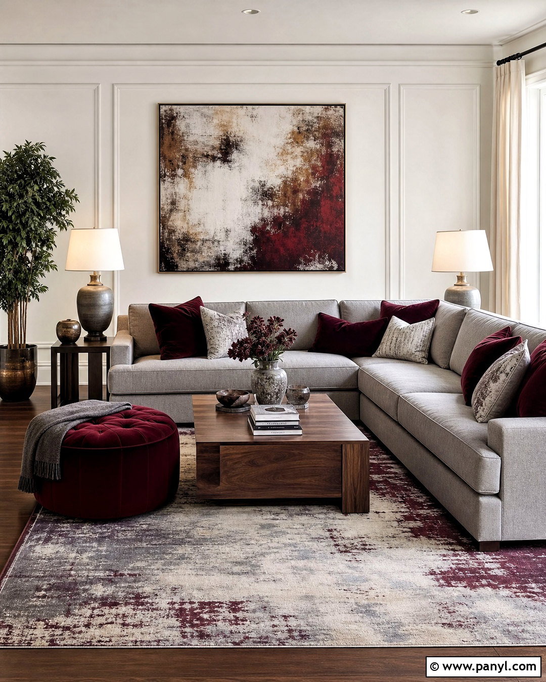 Grey Sectional With Maroon Living Room Decor - 20 grey and maroon living room ideas