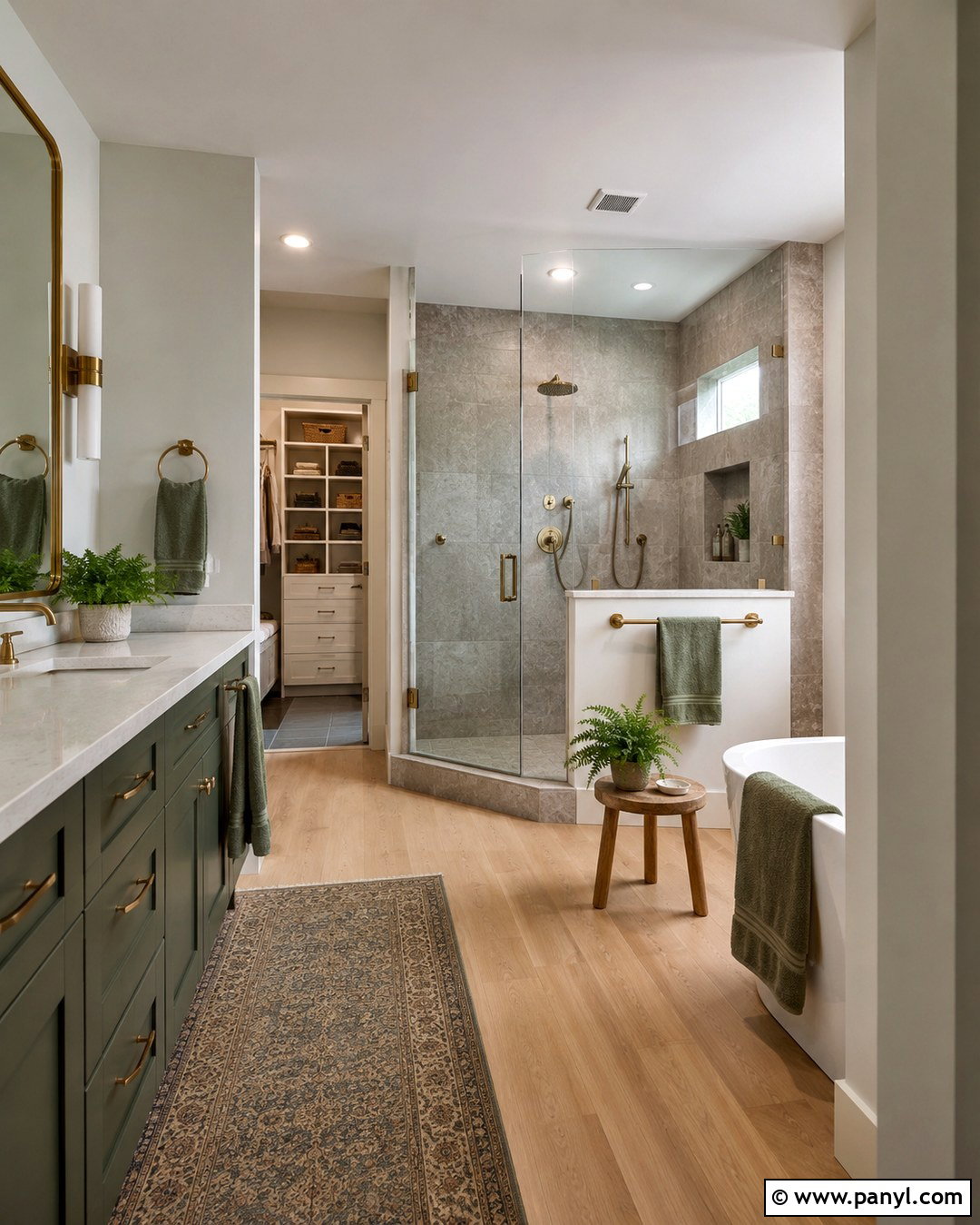 Grey Shower Walls With Green Accents - 20 Grey Shower Walls