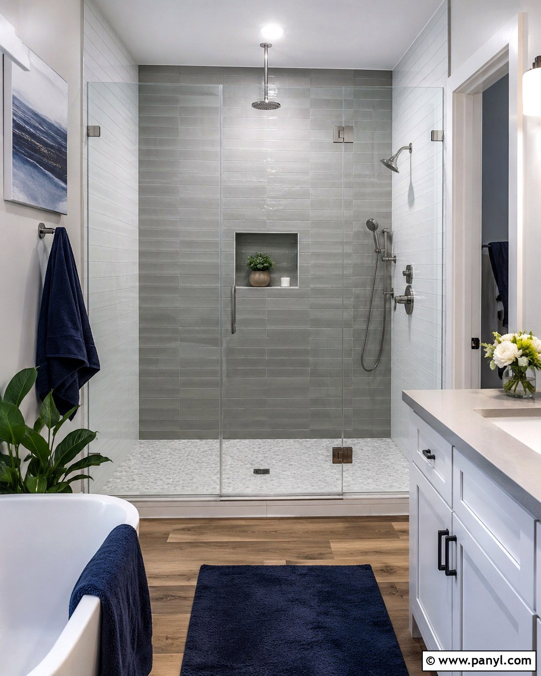 Grey Shower Walls With White Tile - 20 Grey Shower Walls