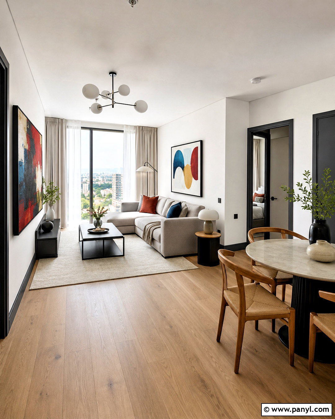 Grey Skirting Modern Apartment - 20 White Walls Grey Skirting Ideas
