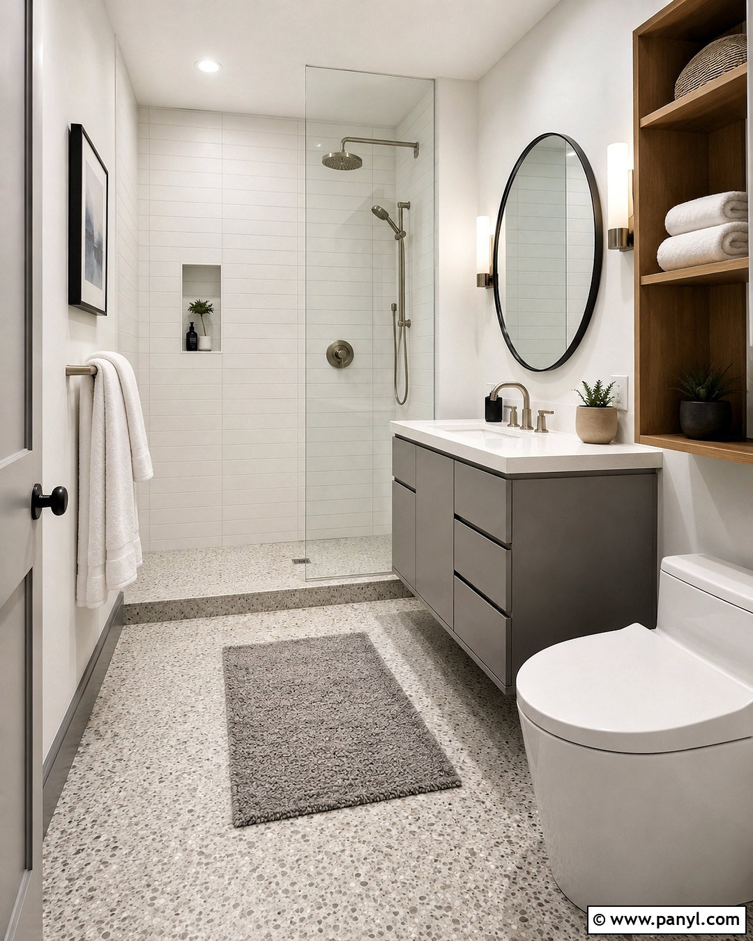 Grey Skirting Modern Bathroom - 20 White Walls Grey Skirting Ideas
