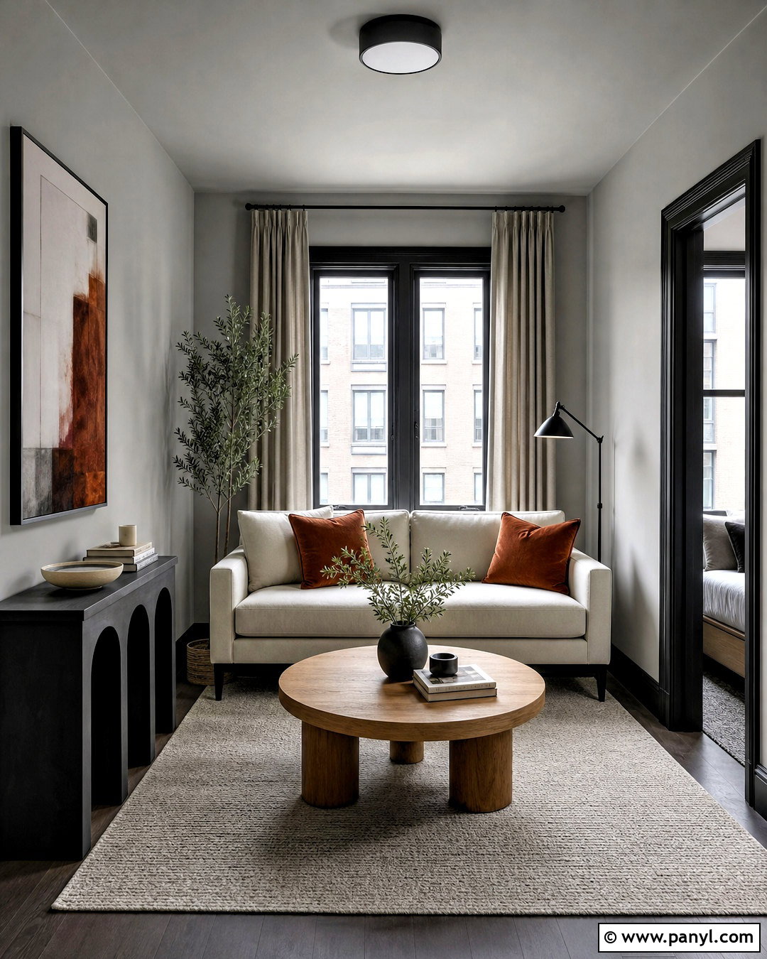 Grey Small Living Room With Black Trim - 20 grey walls with black trim ideas