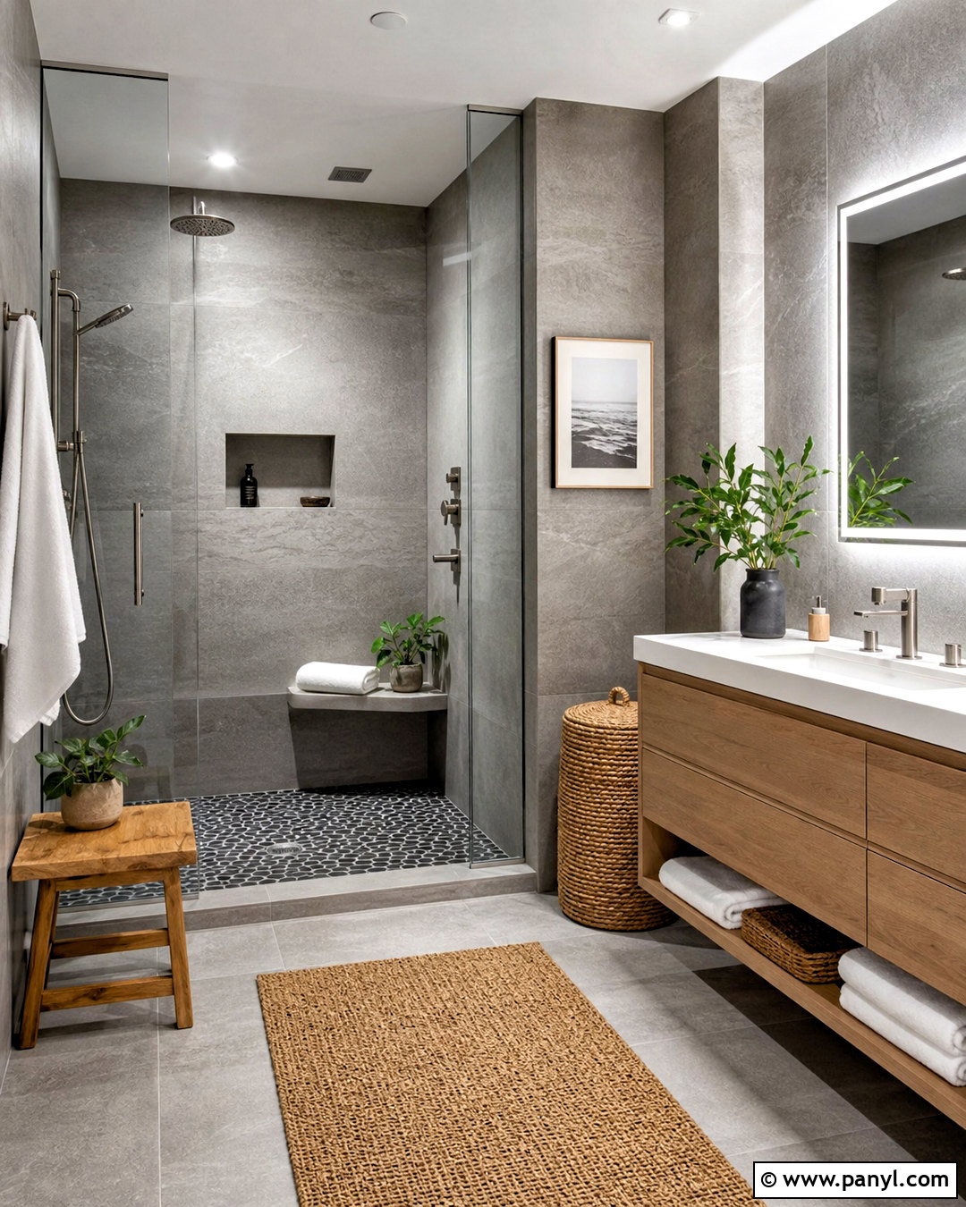 Grey Spa Bathroom With Pebble Shower Floor - 20 grey bathroom ideas modern ideas