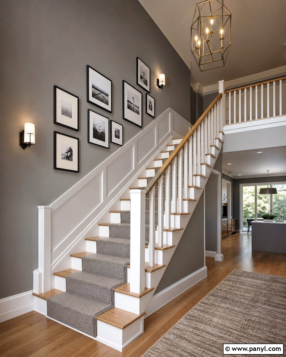 Grey Stairway Accent Wall - 35 grey accent wall ideas