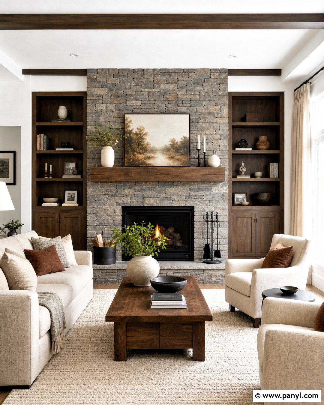 Grey Stone Fireplace Accent Wall - 20 grey accent wall living room ideas