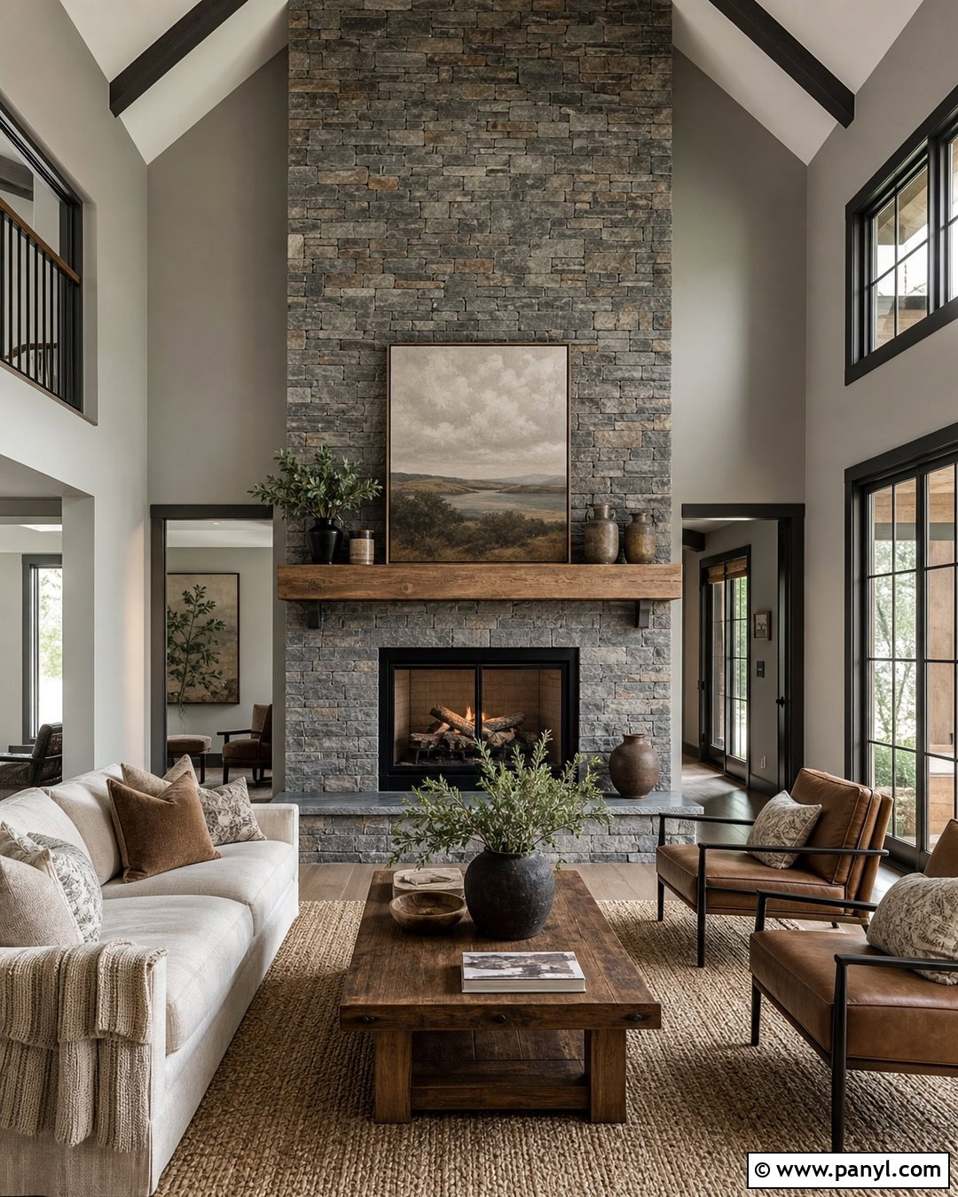 Grey Stone Fireplace Accent Wall - 35 grey accent wall ideas