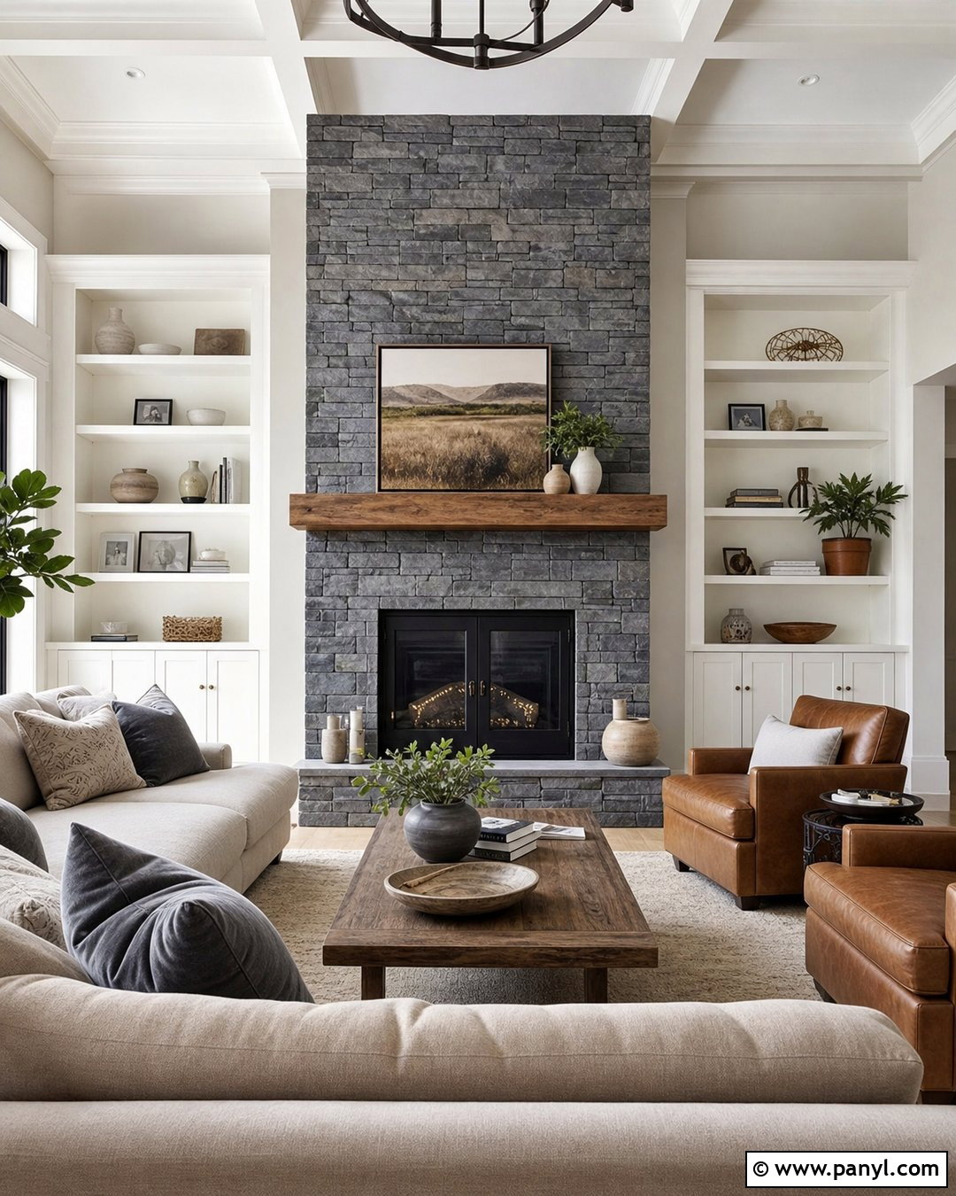 Grey Stone Fireplace Feature Wall - 30 Grey Feature Wall Ideas