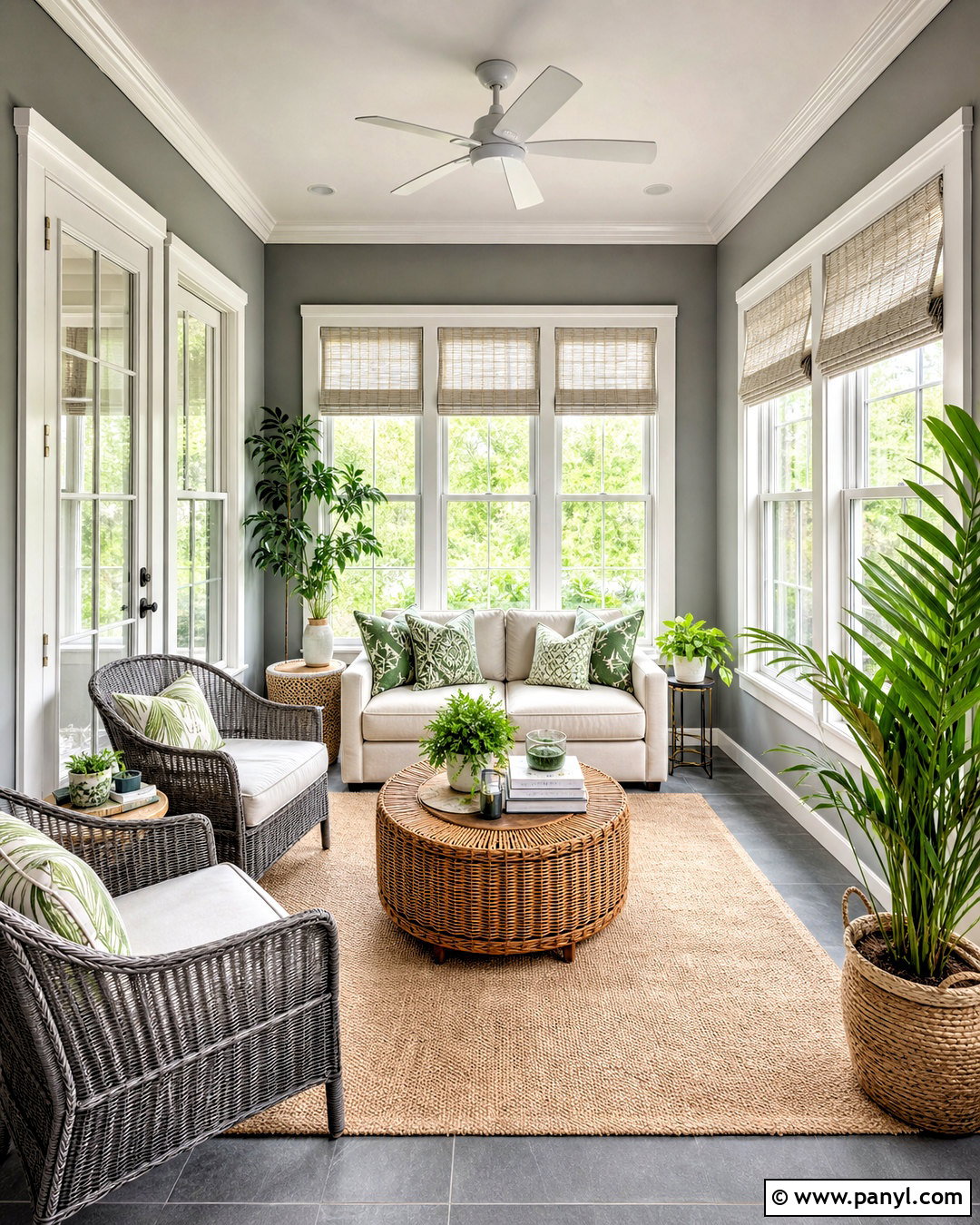 Grey Sunroom With Green Accents - 20 grey interior design ideas