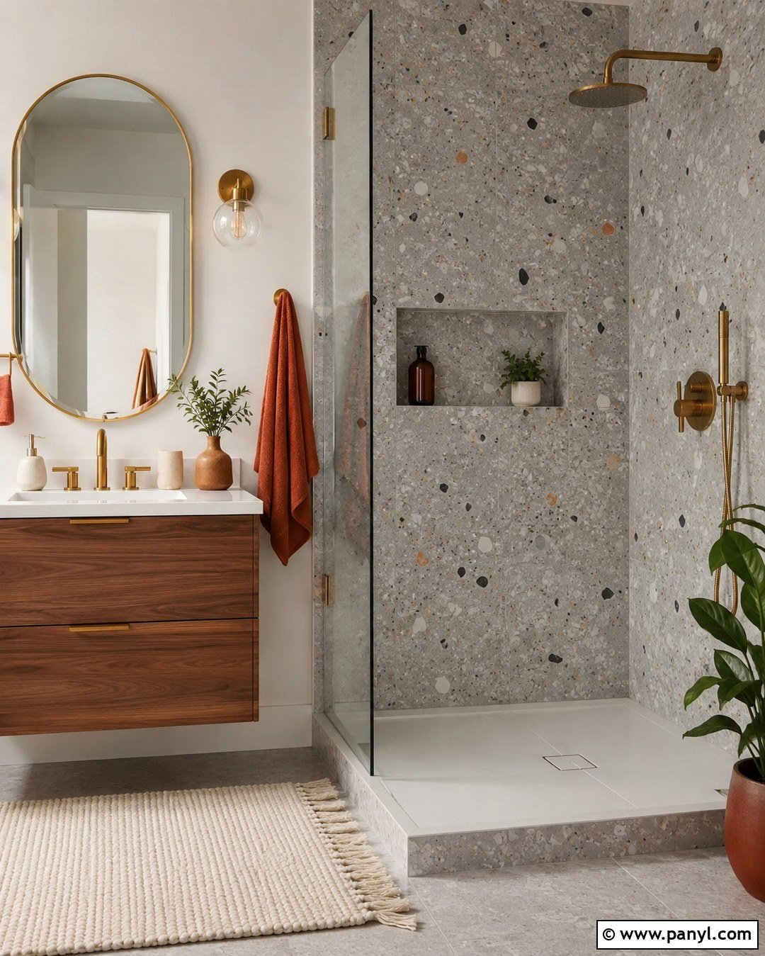 Grey Terrazzo Shower Walls - 20 Grey Shower Walls
