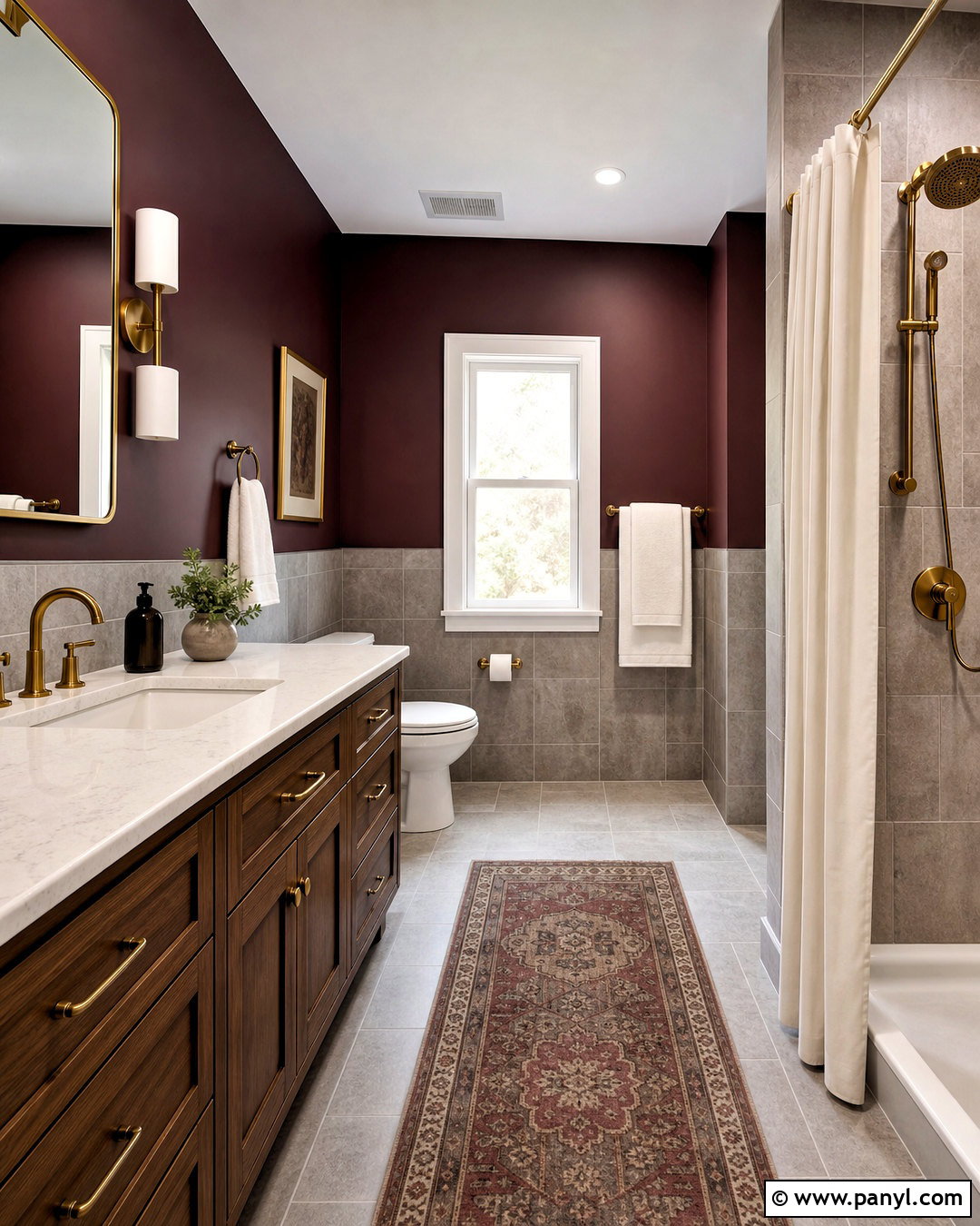 Grey Tile Bathroom With Burgundy - 20 grey tile bathroom ideas color schemes
