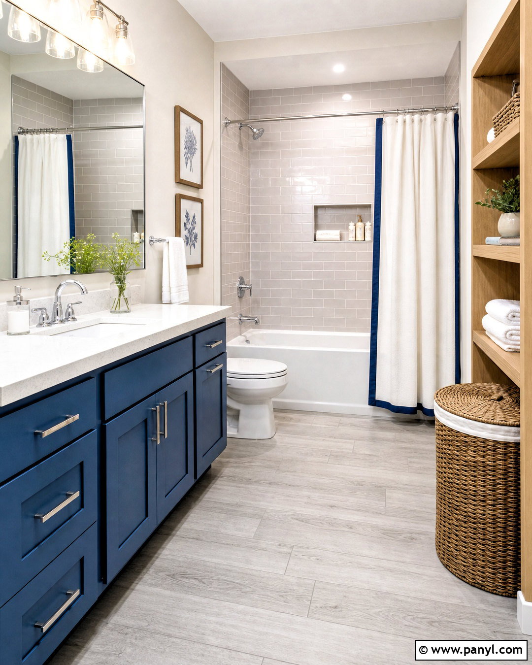 Grey Tile Bathroom With Coastal Blue - 20 grey tile bathroom ideas color schemes
