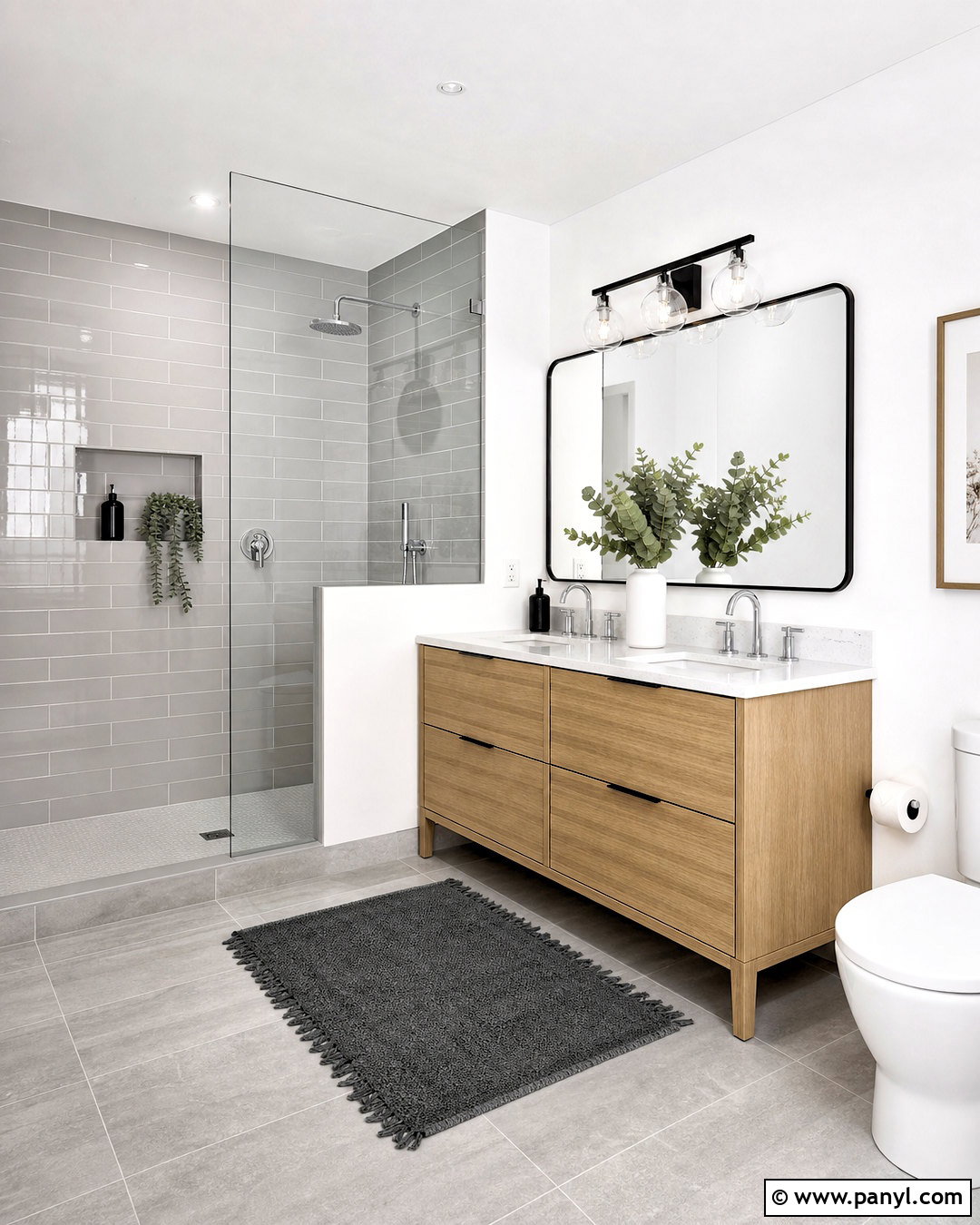 Grey Tile Bathroom With Crisp White - 20 grey tile bathroom ideas color schemes