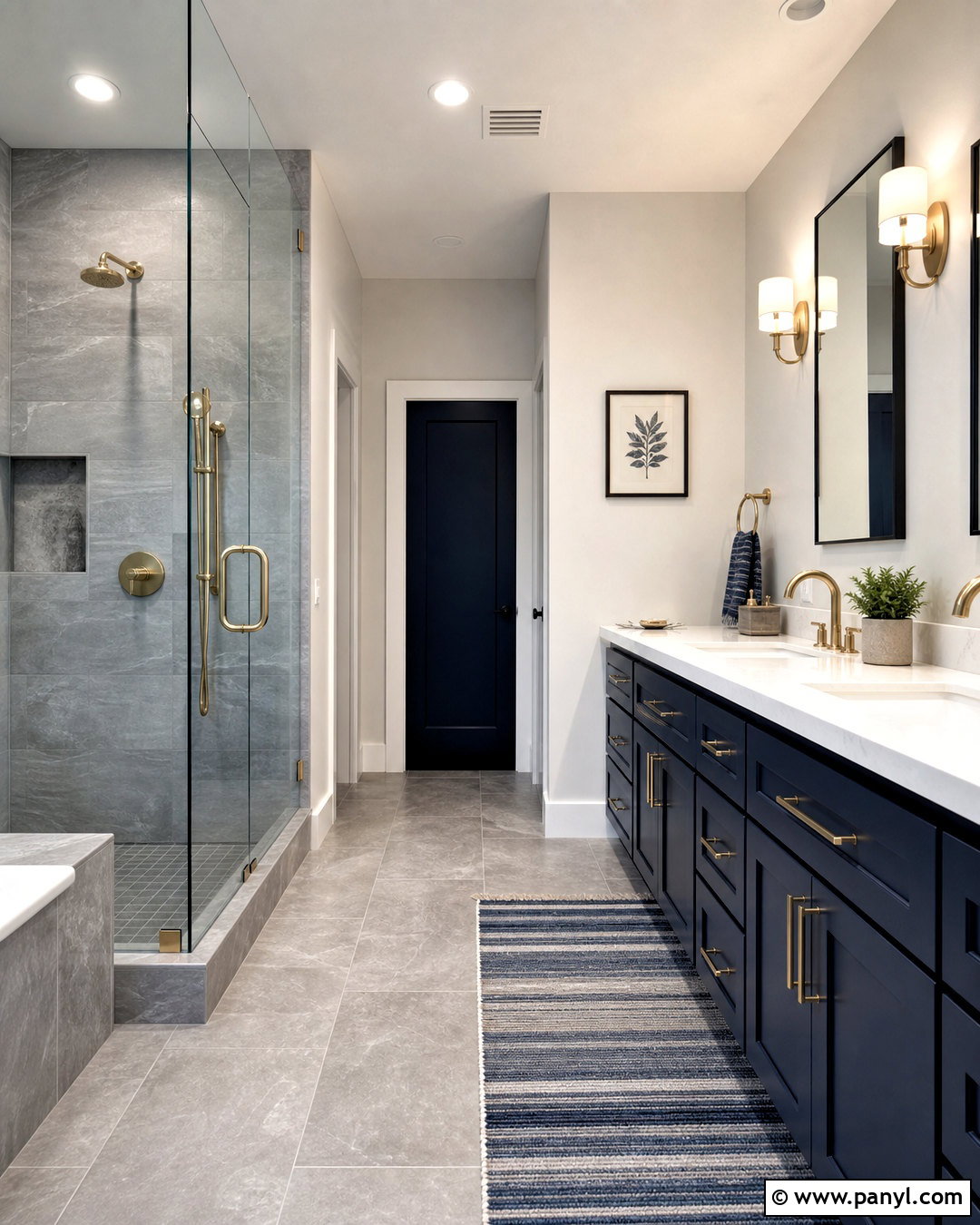Grey Tile Bathroom With Navy Blue - 20 grey tile bathroom ideas color schemes