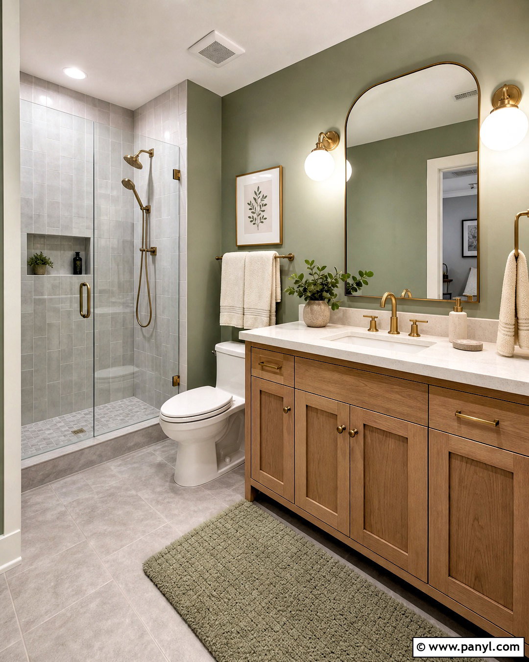 Grey Tile Bathroom With Sage Green - 20 grey tile bathroom ideas color schemes