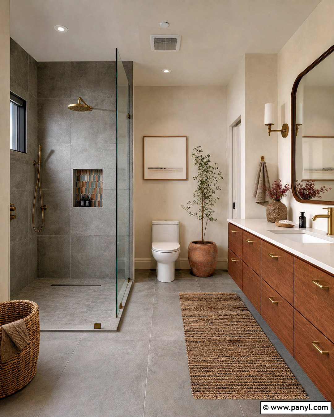 Grey Tile Bathroom With Terracotta - 20 grey tile bathroom ideas color schemes
