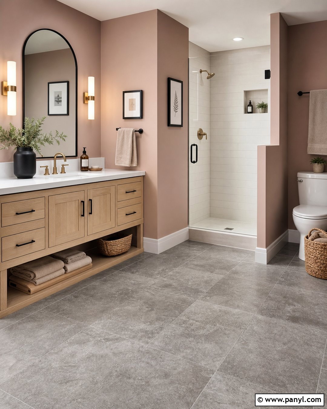 Grey Tiles With Blush Pink Walls - 20 Grey Tiles What Colour Walls
