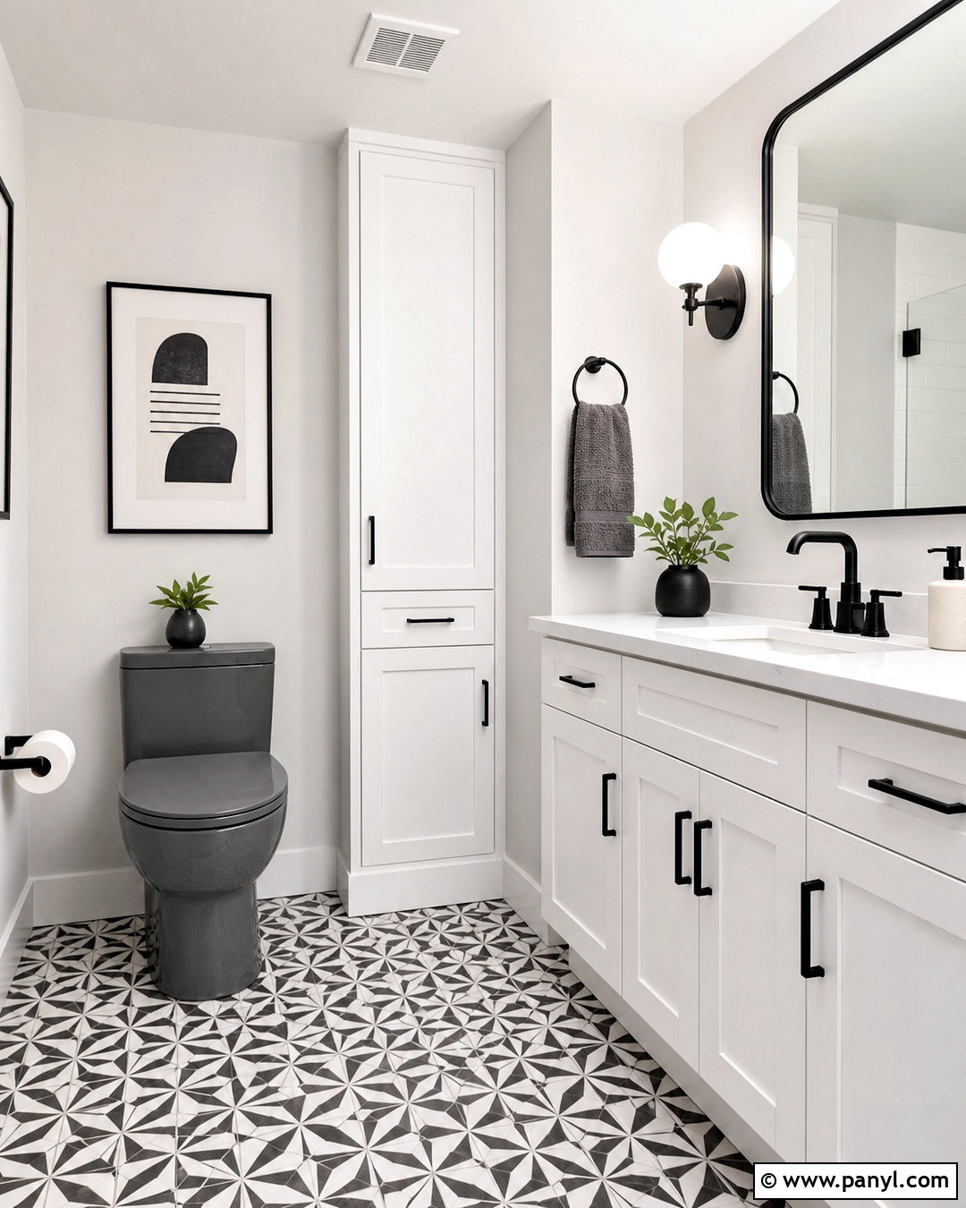 Grey Toilet With Black And White Tile - 20 grey toilet ideas