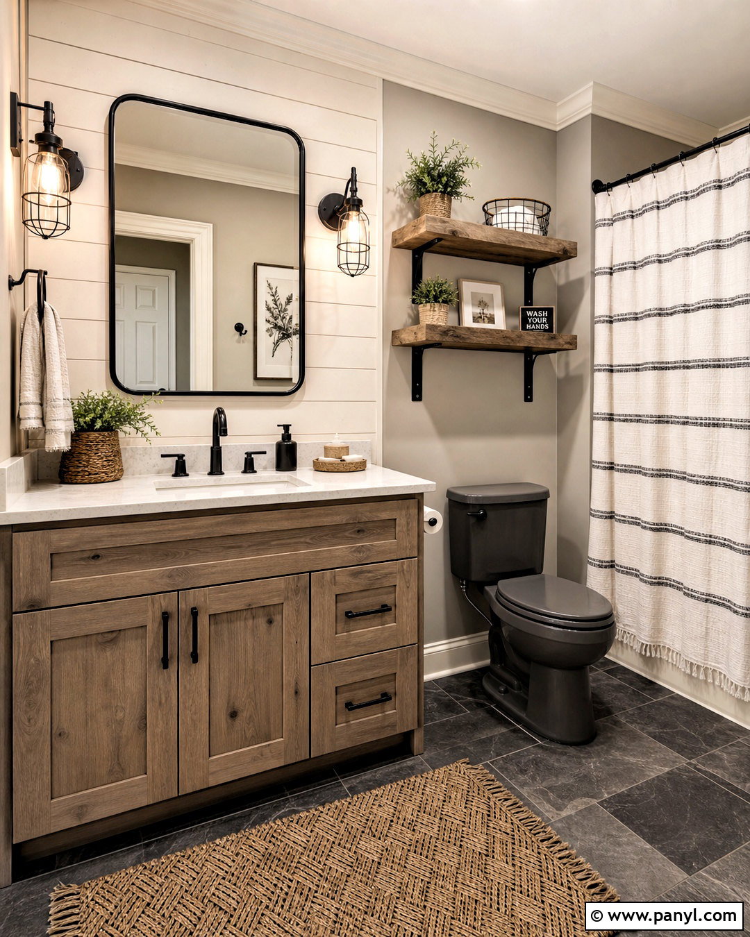 Grey Toilet With Farmhouse Decor - 20 grey toilet ideas