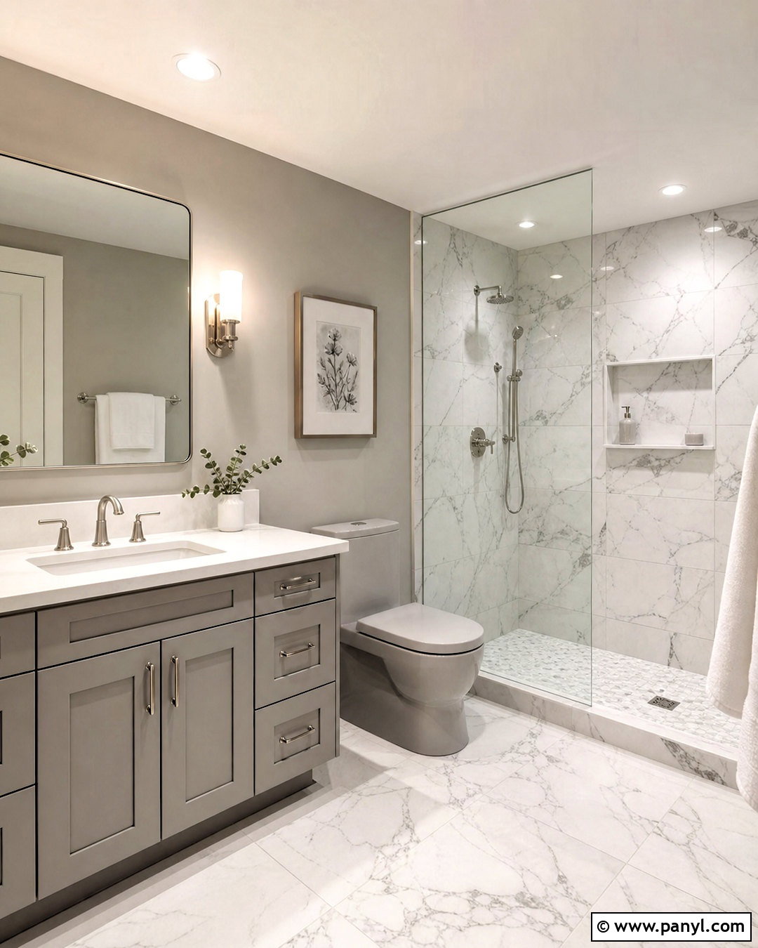 Grey Toilet With Marble Tile - 20 grey toilet ideas