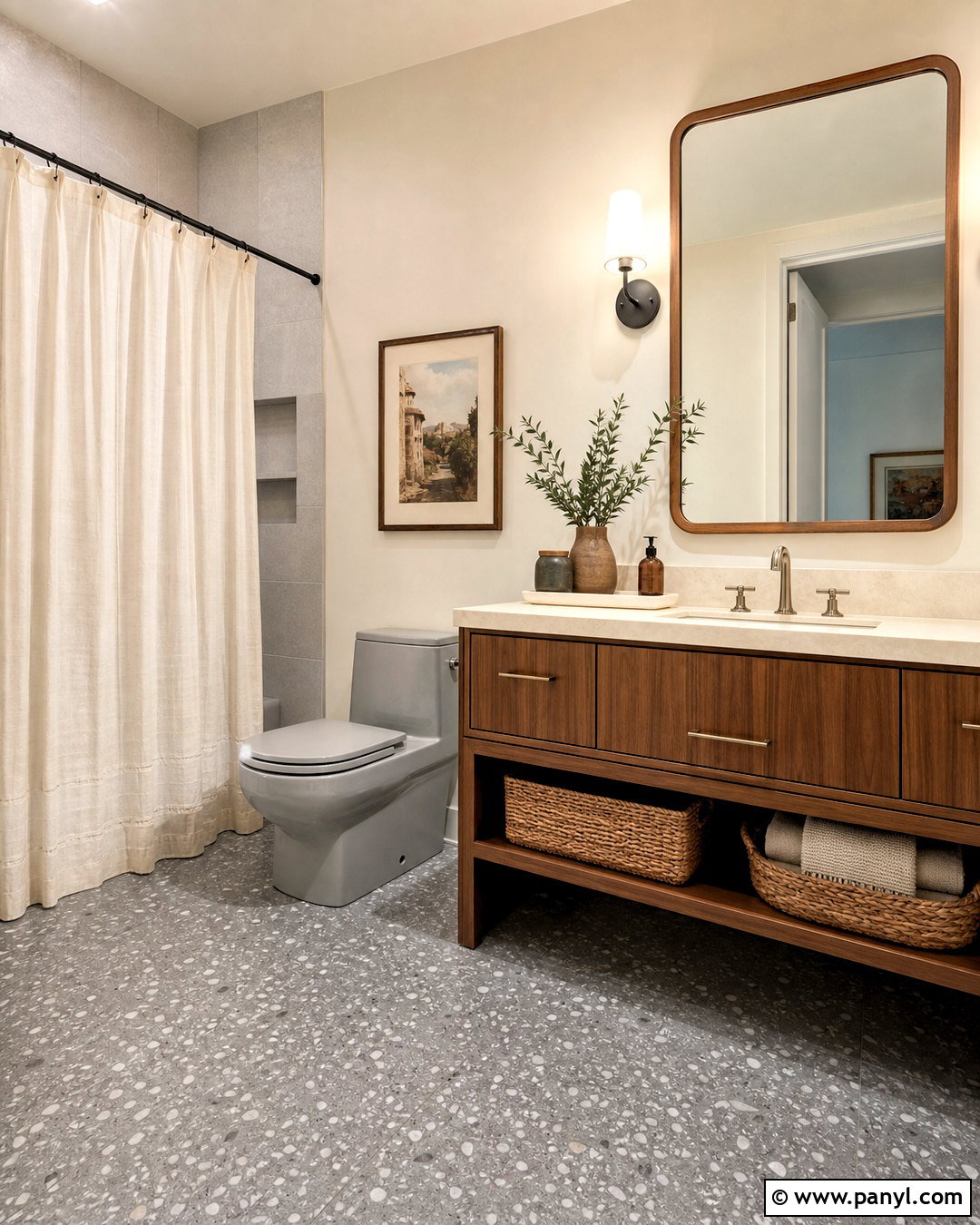 Grey Toilet With Wood Vanity - 20 grey toilet ideas