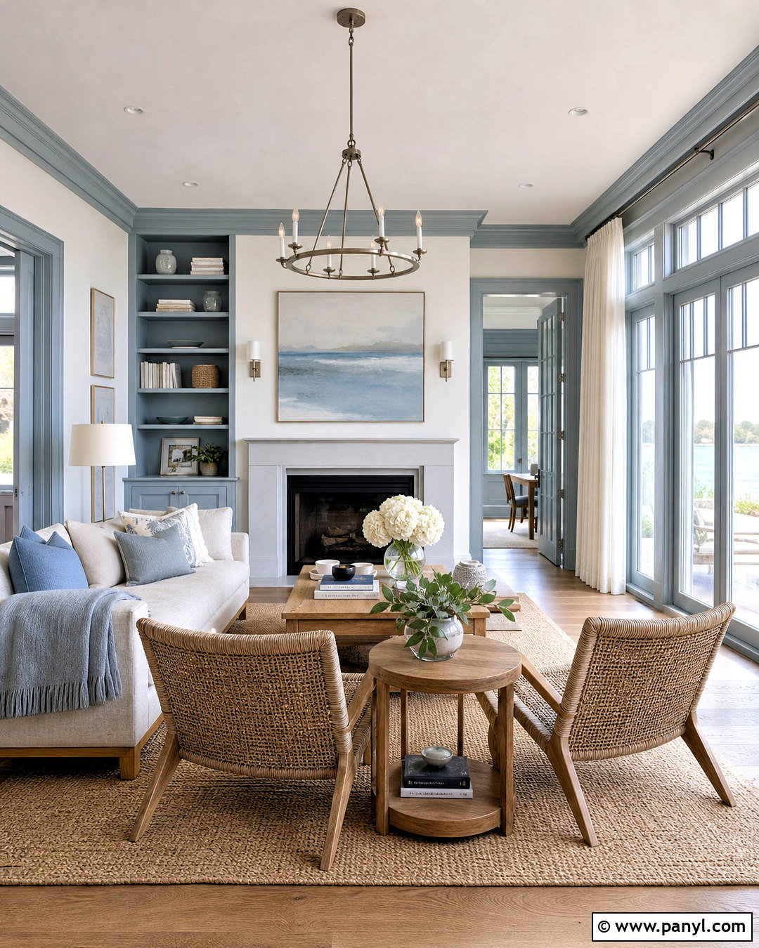 Grey Trim Coastal Interior - 20 grey trimming white walls