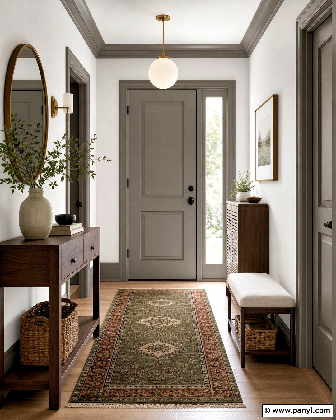 Grey Trim Entryway - 20 grey trimming white walls
