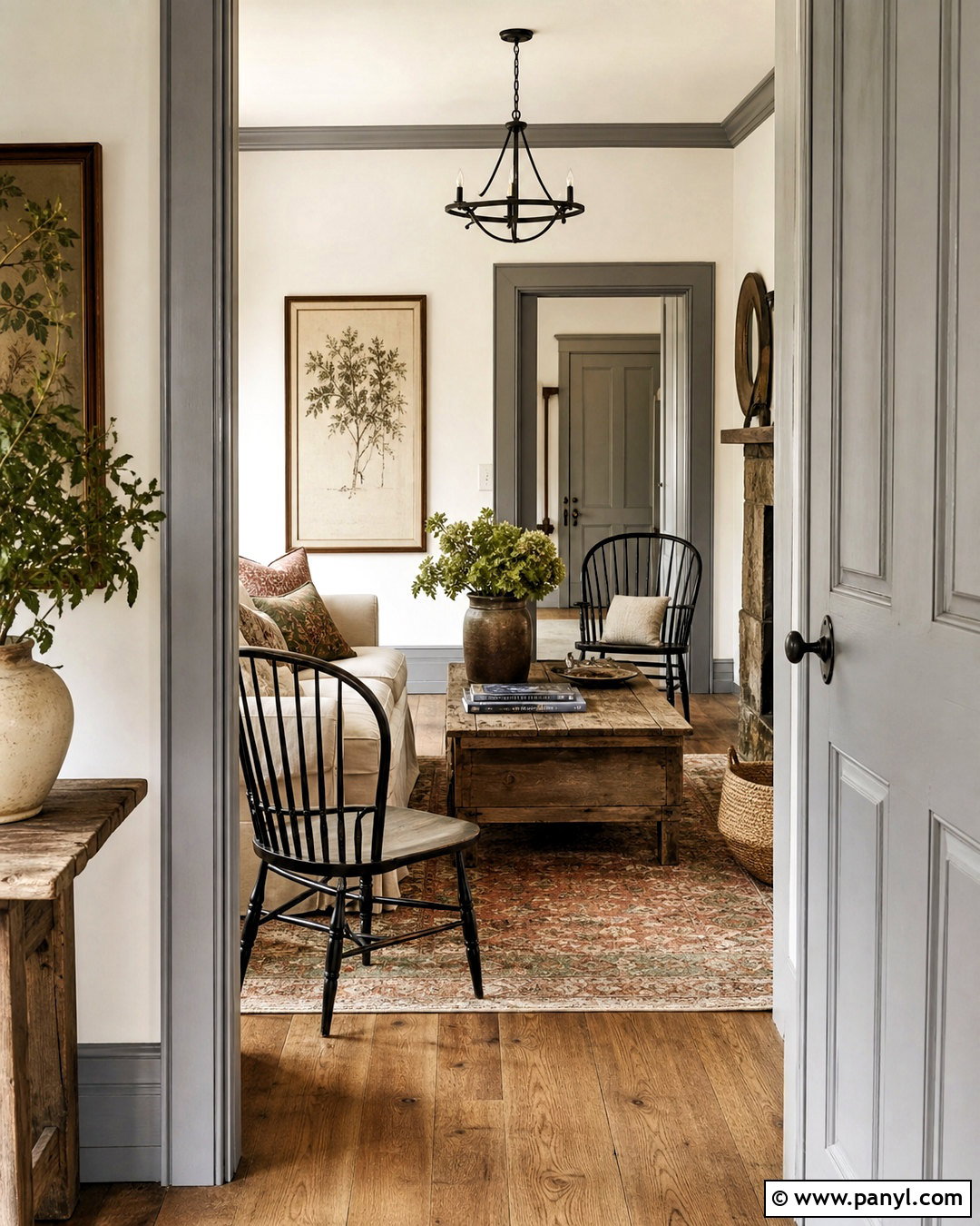 Grey Trim Farmhouse Interior - 20 grey trimming white walls
