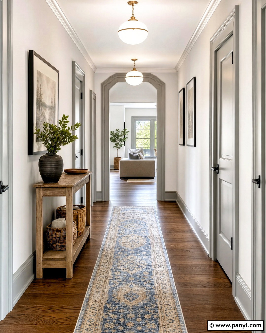 Grey Trim Hallway - 20 grey trimming white walls