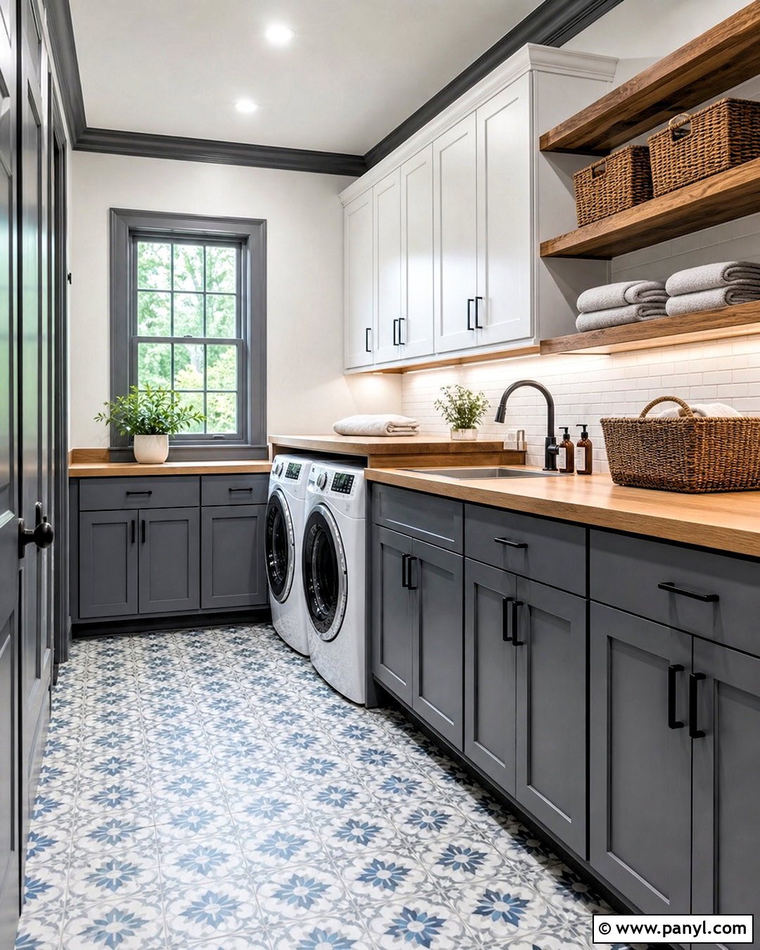 Grey Trim Laundry Room - 20 grey trimming white walls