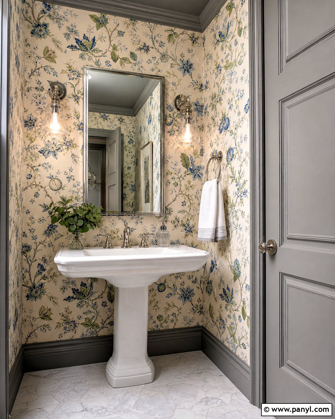 Grey Trim With Patterned Wallpaper - 20 grey trim interior ideas