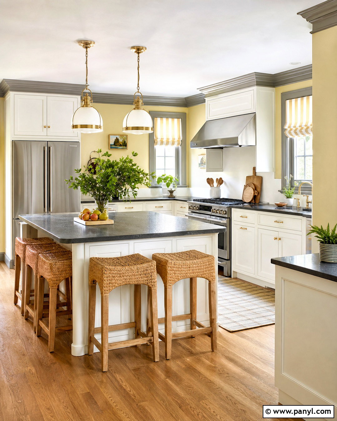 Grey Trim With Soft Yellow Walls - 20 grey trim interior ideas