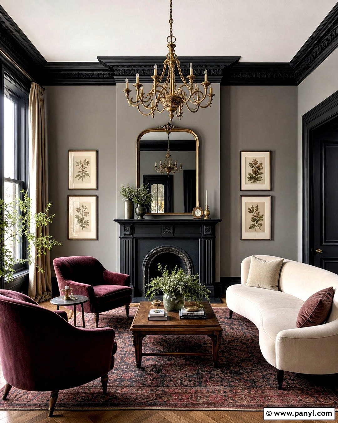 Grey Victorian Room With Black Trim - 20 grey walls with black trim ideas