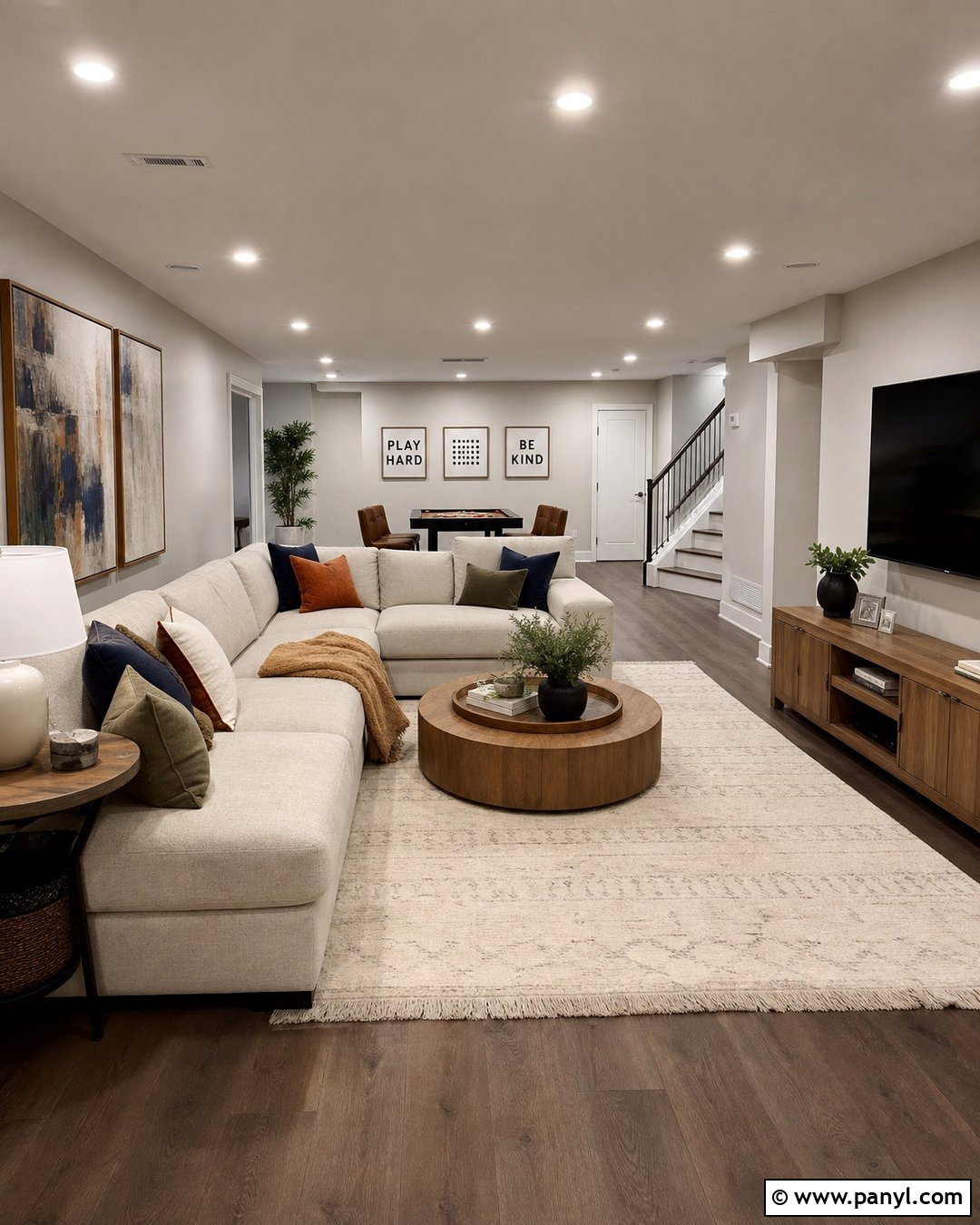 Grey Wall Basement Family Room - 30 Grey Wall Interior Ideas