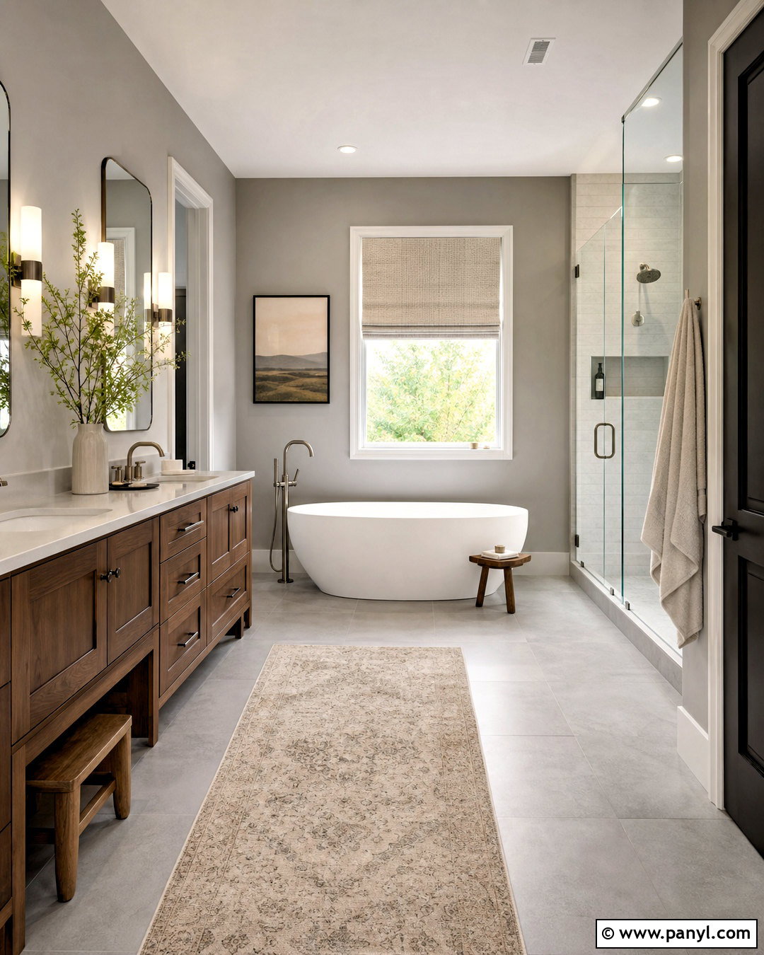 Grey Wall Bathroom With Freestanding Tub - 20 grey wall bathroom ideas