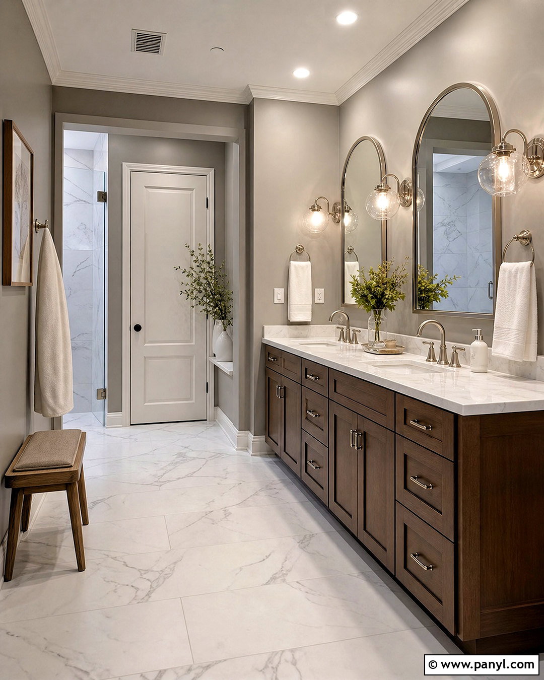 Grey Wall Bathroom With Marble Floor - 20 grey wall bathroom ideas