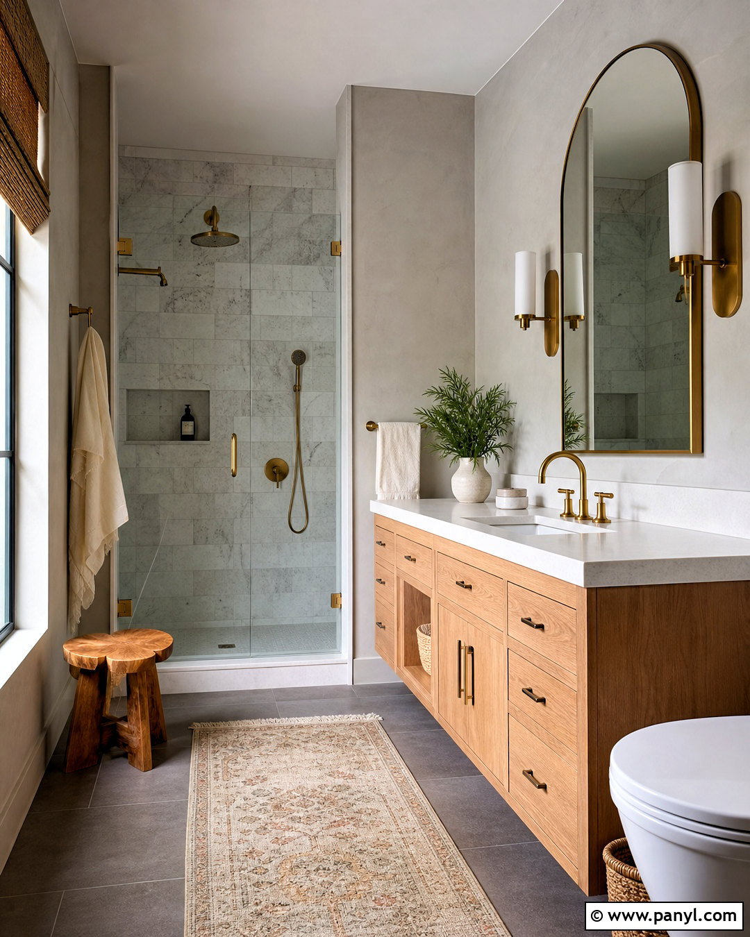 Grey Wall Bathroom With Marble - 20 grey wall design ideas