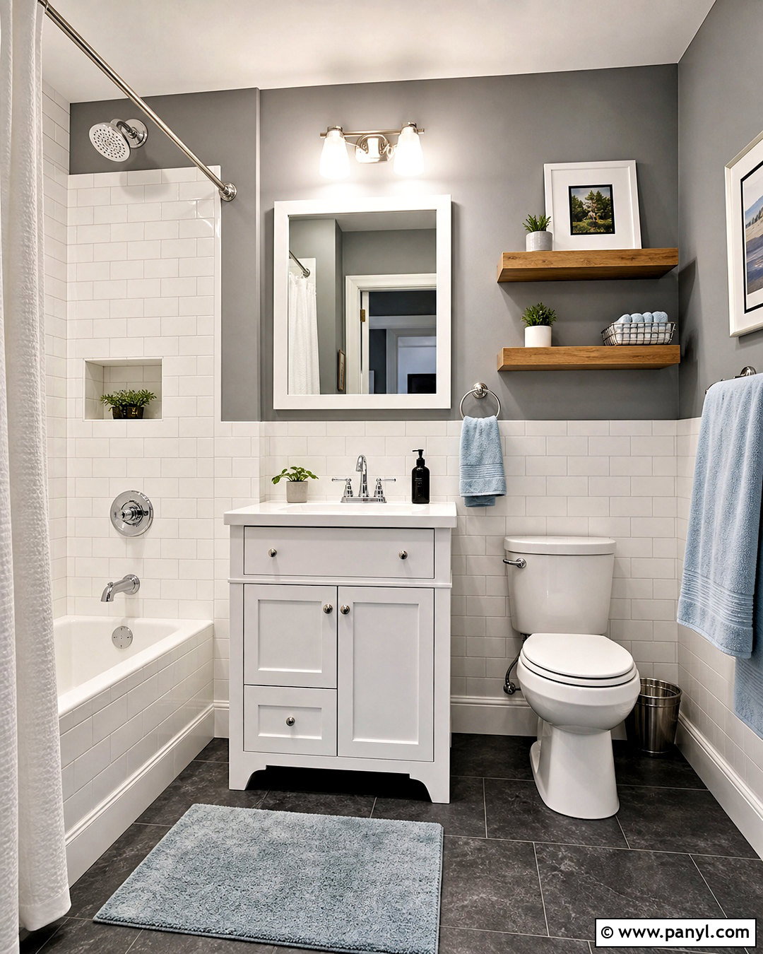 Grey Wall Bathroom With White Tile - 20 grey wall bathroom ideas