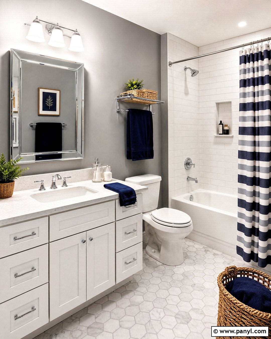 Grey Wall Bathroom With White Vanity - 20 grey wall bathroom ideas