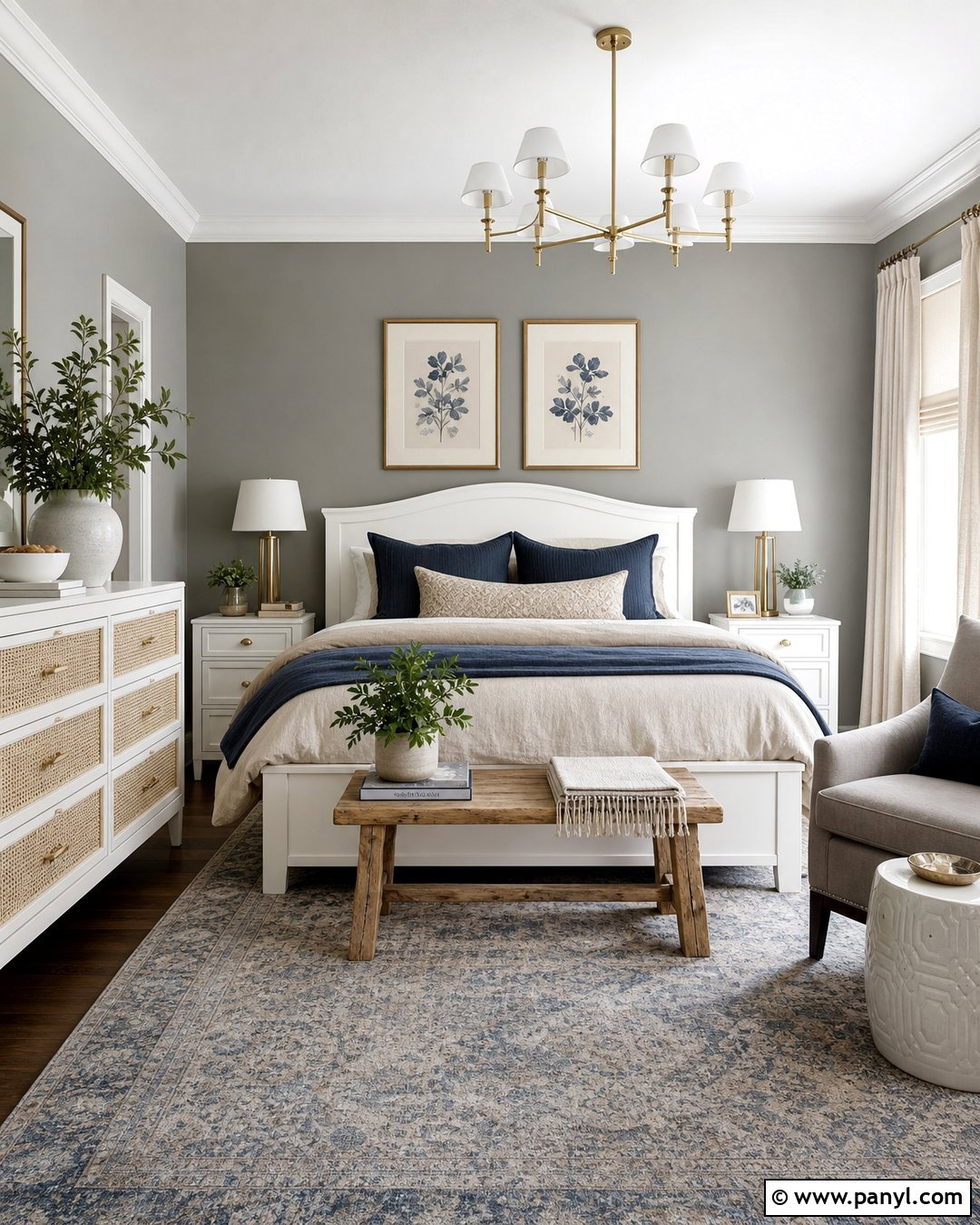 Grey Wall Bedroom With White Furniture - 35 Grey Wall Room Ideas