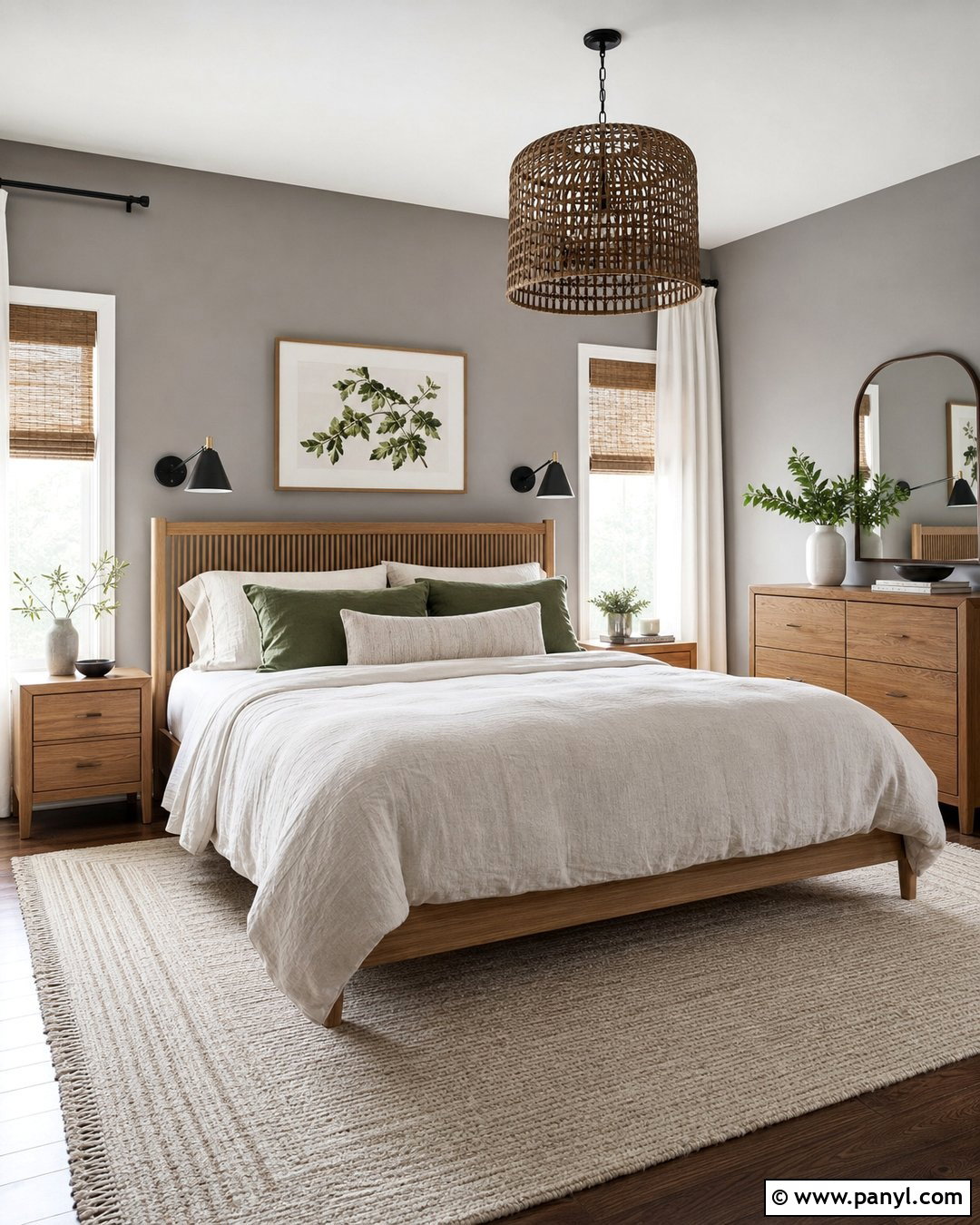 Grey Wall Bedroom With Wood Furniture - 30 Grey Wall Interior Ideas