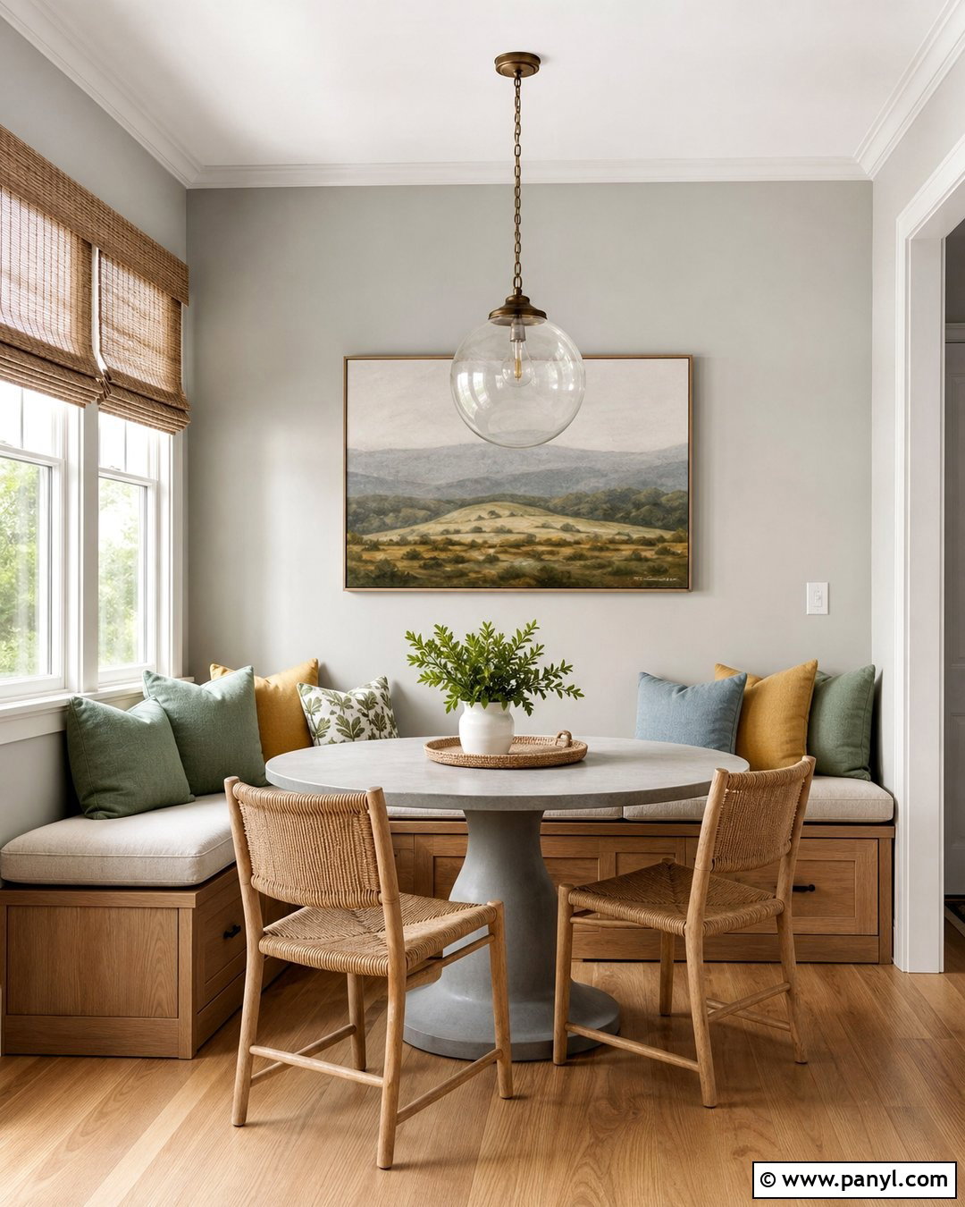 Grey Wall Breakfast Nook - 35 Grey Wall Room Ideas