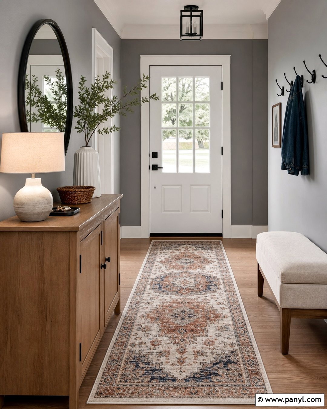 Grey Wall Entryway - 35 Grey Wall Room Ideas