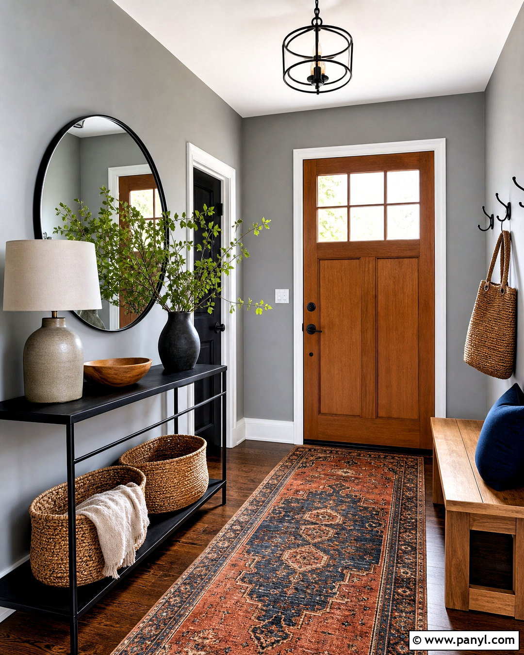 Grey Wall Entryway With Black Accents - 20 grey wall design ideas