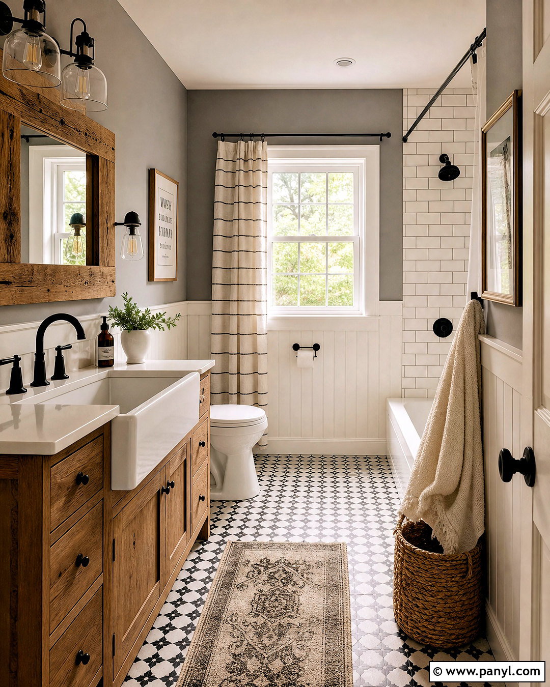 Grey Wall Farmhouse Bathroom - 20 grey wall bathroom ideas